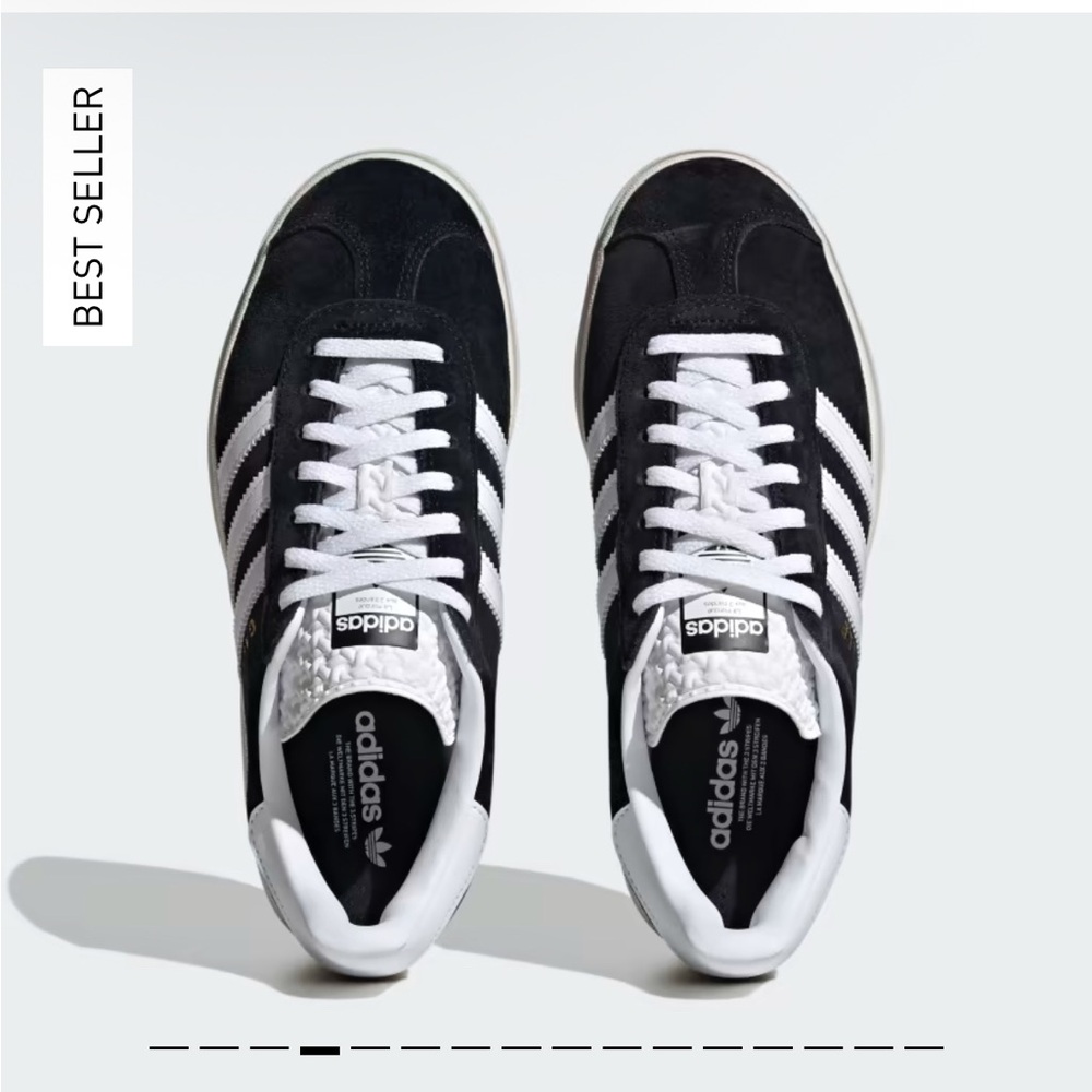 Adidas Women's Gazelle Bold Platform Sneakers in Black and White - Picture 2 of 2
